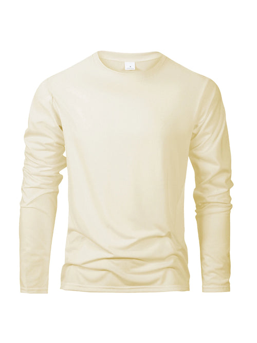 Men's Long Sleeve T Shirts Casual Round Neck Moisture Wicking Tees