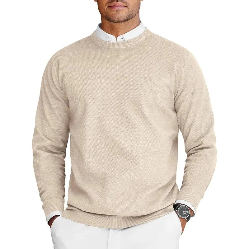 New Mens Crew Neck Pullover Sweaters Long Sleeve Lightweight Knit