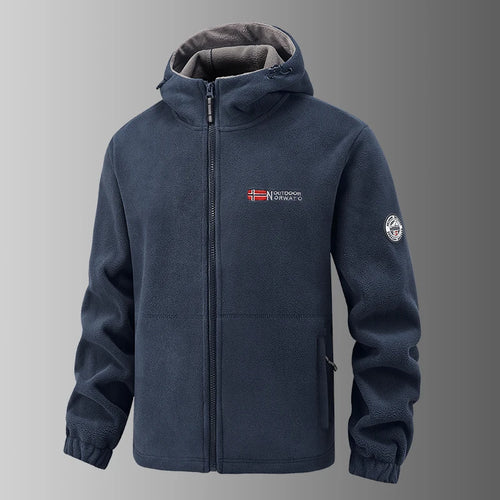2025 Fleece Men's Coat Thickened Warm Windproof Loose Outdoor Collar