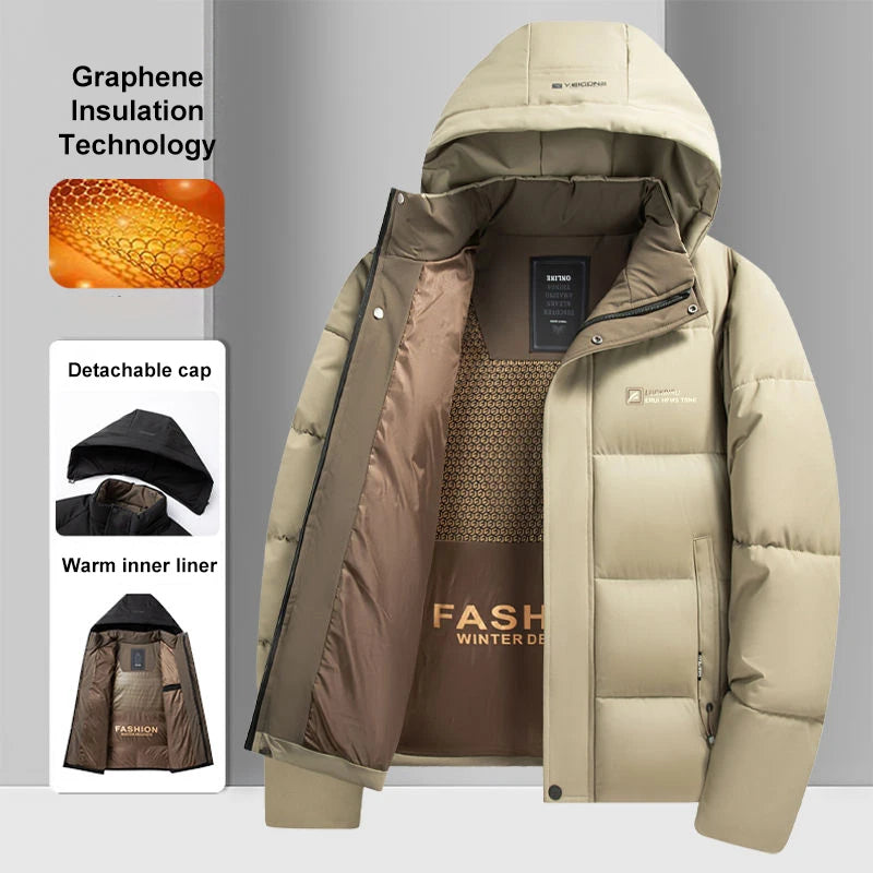 Graphene Warm Windproof Jacket Men 2024 Winter New Fashion Comfortable