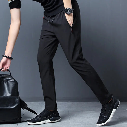 Summer men's ice silk quick drying casual pants slim fit Korean