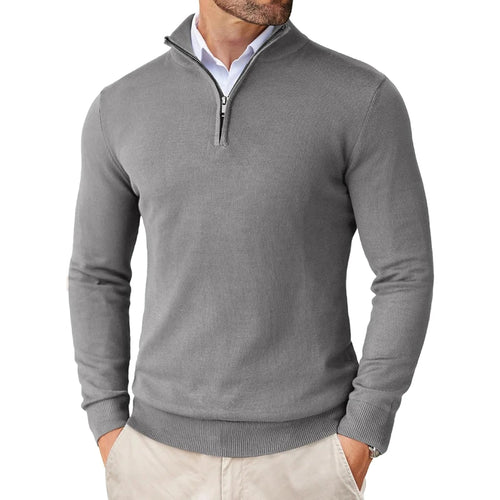 Men's Quarter Zip Up Sweaters Slim Fit Lightweight Mock Neck Pullover
