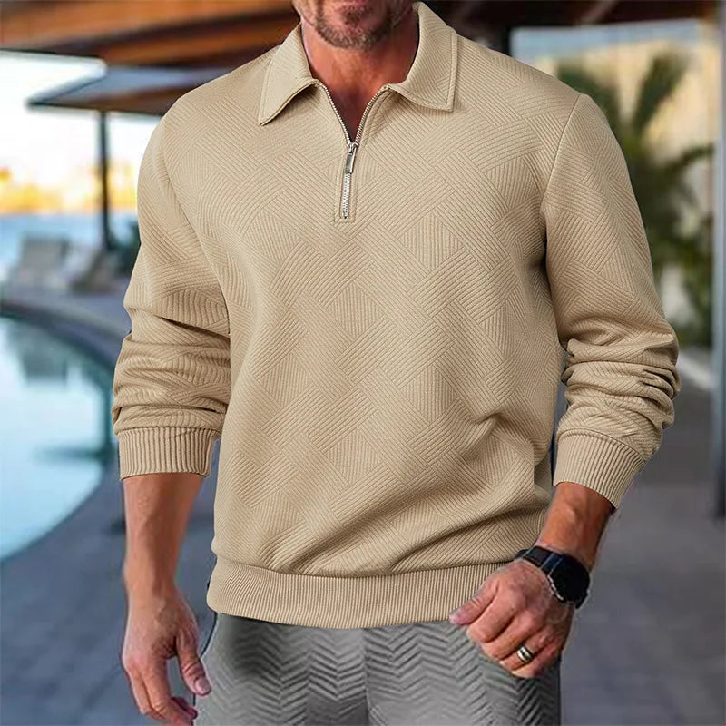 24 cross-border popular autumn long-sleeved lapel zipper men's loose