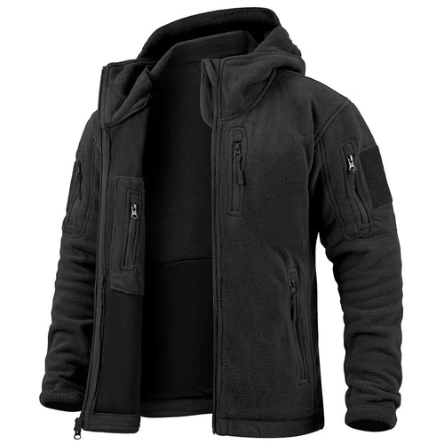 Men's Tactical Fleece Jacket Winter Warm Full Zip Military Hoodies