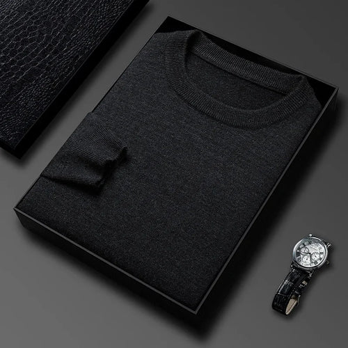 2025 New Men's Casual Sweater Round Neck Long Sleeve Knitted Sweater