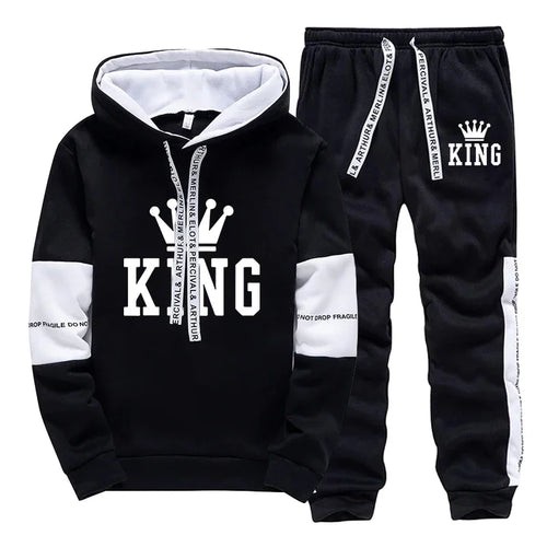 King Printing Mens Tracksuit Hot Sales Casual Hoodie Pants Streetwear
