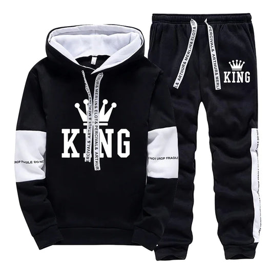 King Printing Mens Tracksuit Hot Sales Casual Hoodie Pants Streetwear