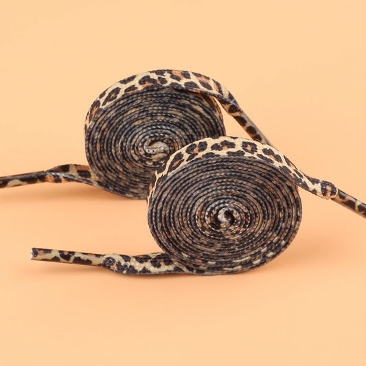 1 Pair Newest Classic Leopard Print Shoelaces Women Girl Men Flat
