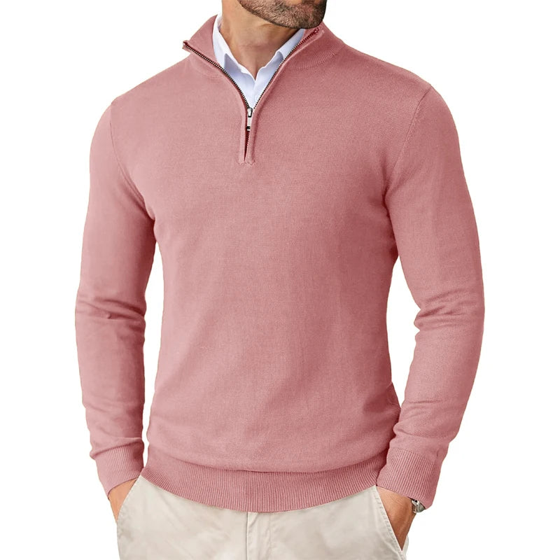 Men's Quarter Zip Up Sweaters Slim Fit Lightweight Mock Neck Pullover