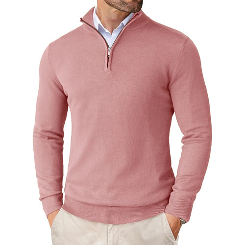 Men's Quarter Zip Up Sweaters Slim Fit Lightweight Mock Neck Pullover