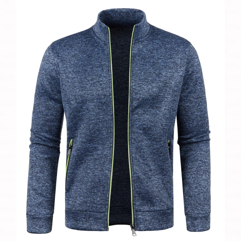 Autumn and Winter Men's New Long Zipper Color Block Sweater Sleeves