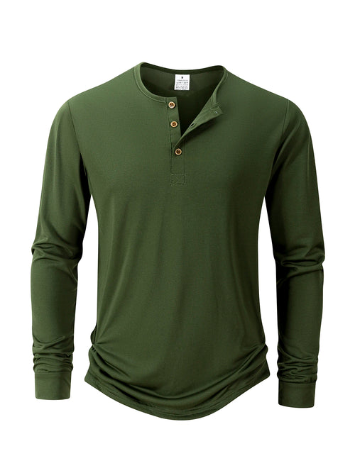 Men's T Shirt Autumn Button Long Sleeve Henley Neck T-Shirt Solid