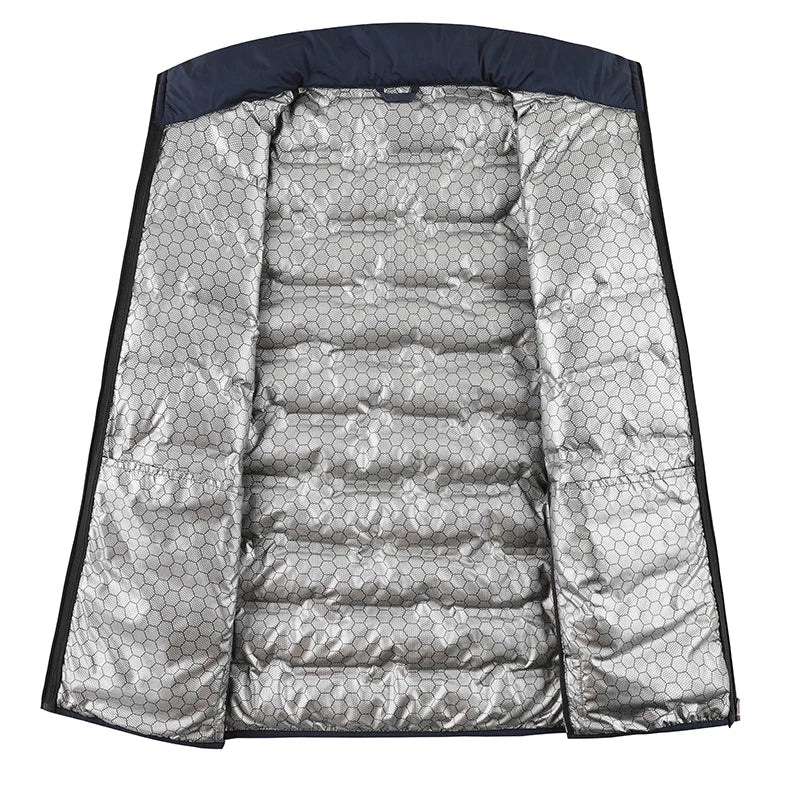 Graphene Self-heating Down Jacket Men Solid Windproof Pleated Down