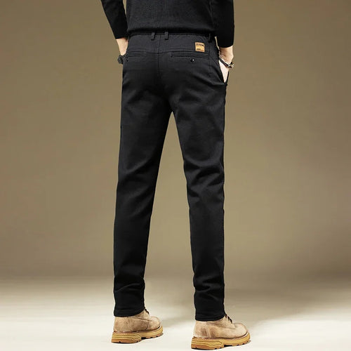 KUBRO Men's Pants Casual Cotton Solid Color Spring Autumn Straight
