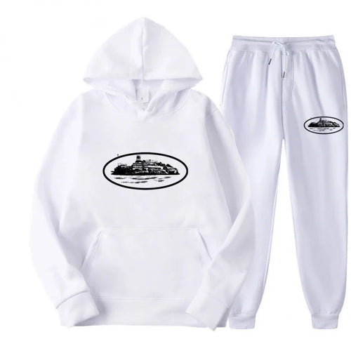 NICE Loose Unisex Fleece-lined Printed Sweatshirt Hoodie Set Devil