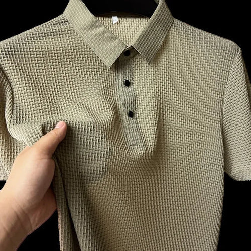 Summer New Men's Lop-up Hollow Short-sleeved Polo Tee Shirt Ice Silk
