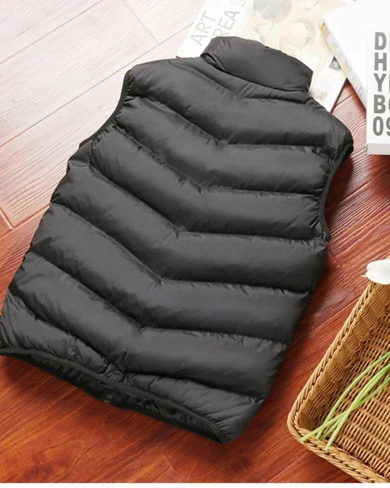 2024 New Puffer Sleeveless Coats Mens Solid Color Down Jacket Winter