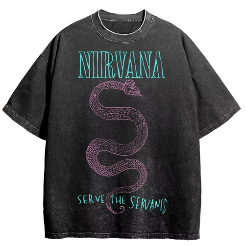 Nirvana rock band men's Retro cotton Washed Tee In Utero album man
