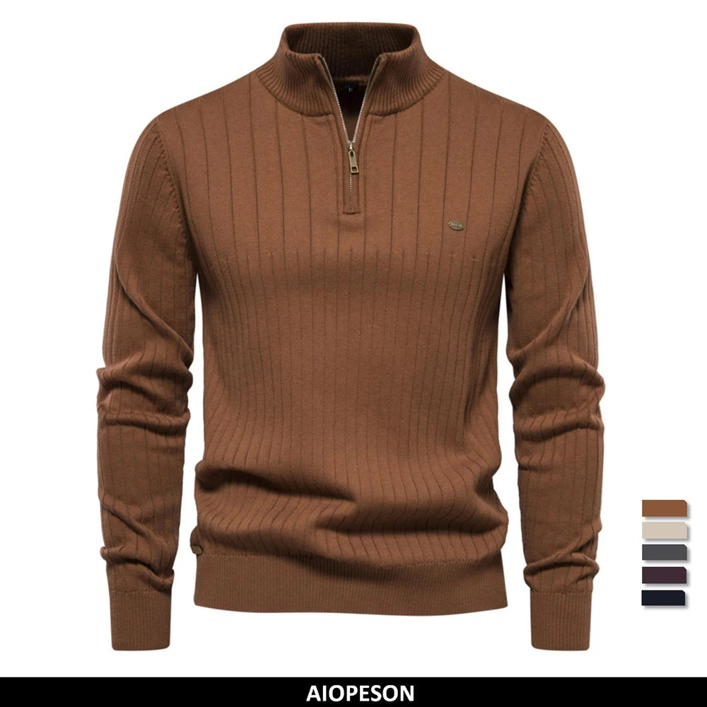 2023 New Autumn Zipper Pullover Sweaters for Men High Quality Warm