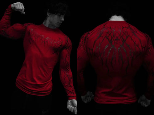Men's Compression Sports Shirt  Gothic Lightning Print GYM Fitness Top