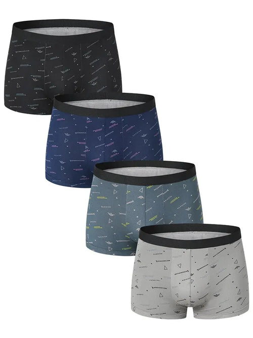 4 Pieces European and American Size MEN'S FASHION Printed Boxer