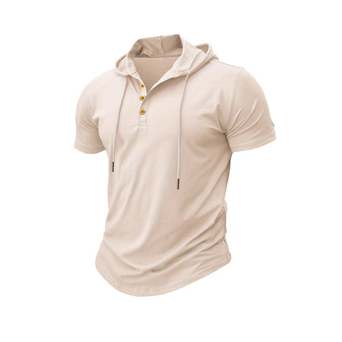 Men T Shirts  Summer Slim Fitness Hooded Short-Sleeved Bodybuilding