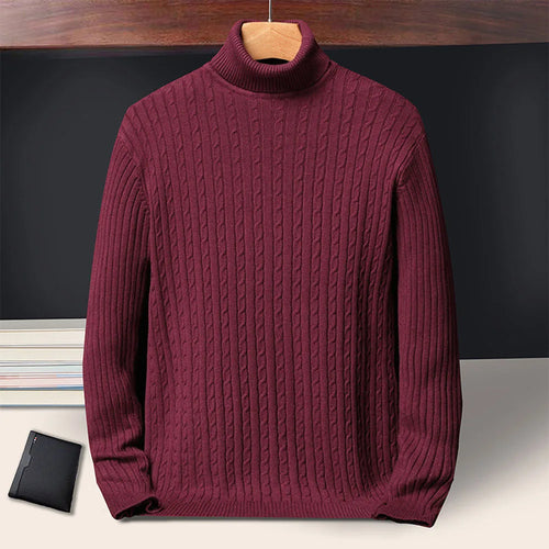 New Men's Turtleneck Sweaters Autumn Knitted Striped Streetwear Warm