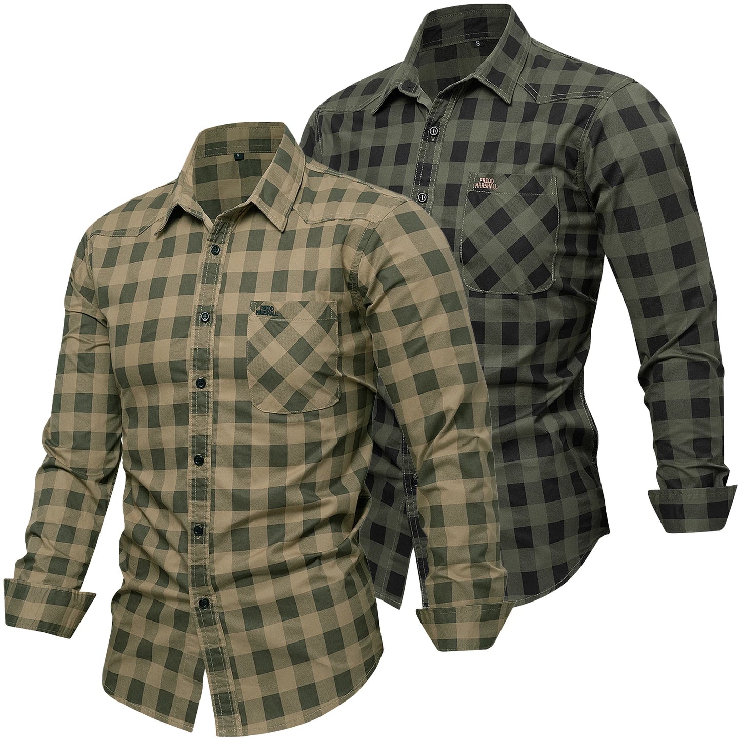 2025 Autumn New Fashion Men's 100% Cotton Plaid Shirt Tops Casual