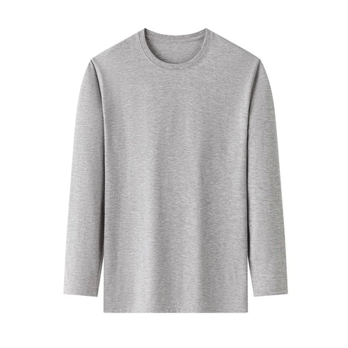 Men's Solid Color round Neck Long Sleeve T-Shirt Cotton Summer