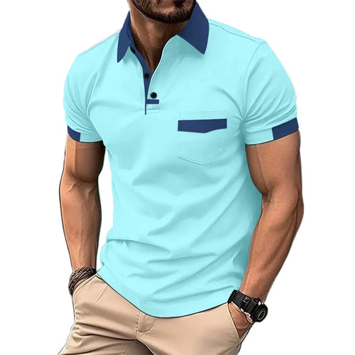 Summer Men's Short Sleeve T Shirts Solid Color Polo Shirt Breathable