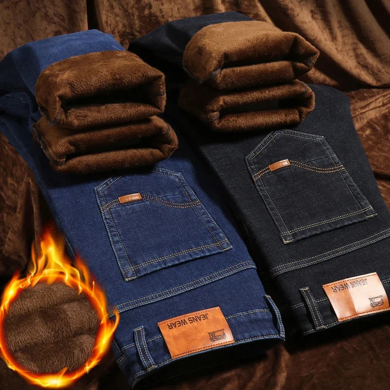 2025 New Business Casual Trousers Grey Fleece Men Clothes Black Blue