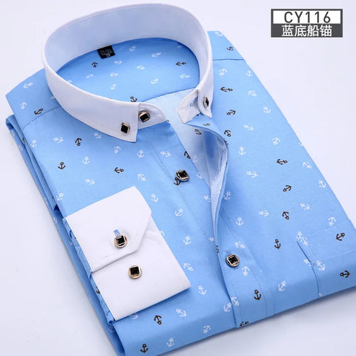 New men's shirt Thin long-sleeved printed spring/summer non-ironing