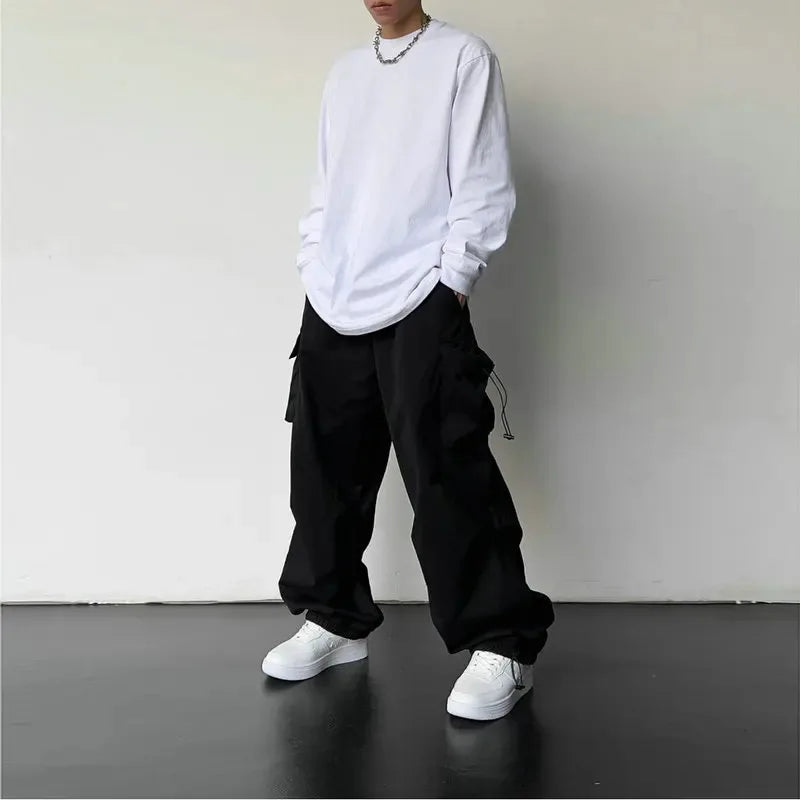 Men's Casual Cargo Pants Fashion Streetwear Classic Man Straight