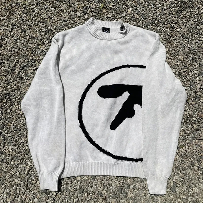 Men's Sweater Aphex Twin Knit Winter Oversized Vintage Long Sleeve