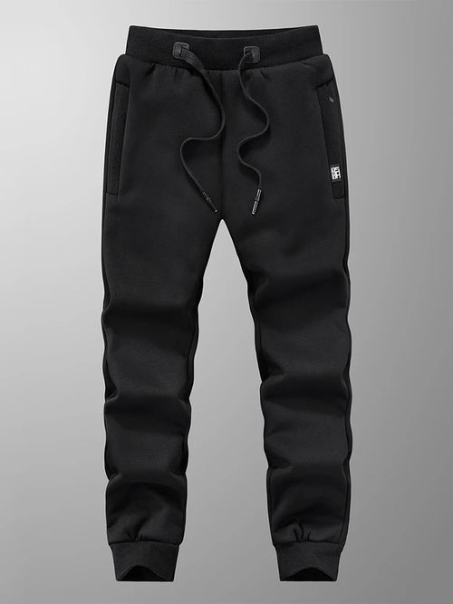 Winter Men's Sweatpants Thick Warm Fleece Joggers Sportswear Zip