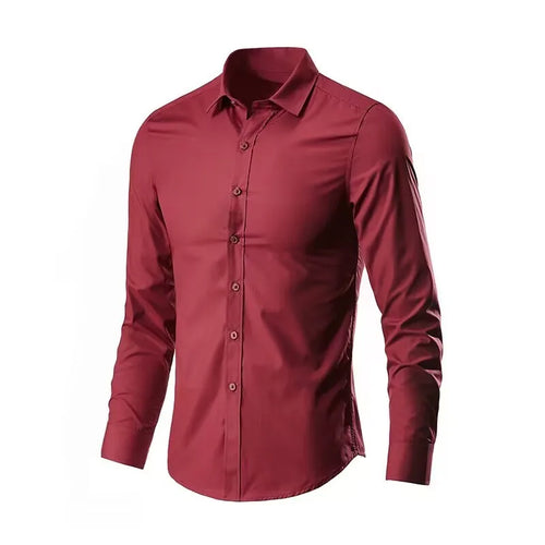 Men's Elastic Spring And Autumn New long Sleeve Shirt Anti-wrinkle