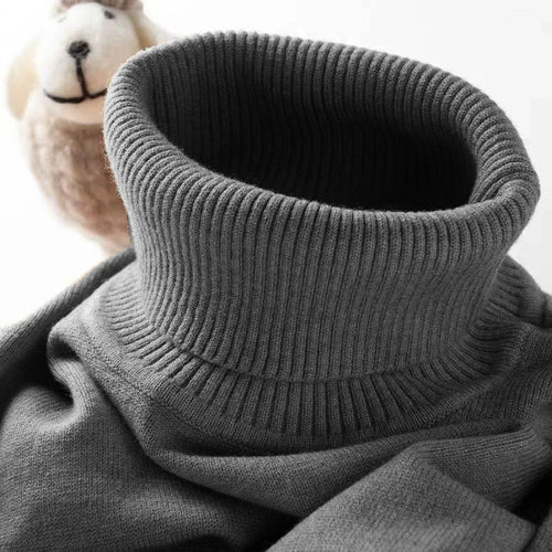 Mens Turtleneck Sweater Slim Fit Knitted Casual Pullover Lightweight
