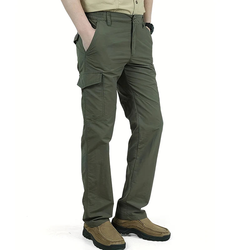 Casual Men Pants Summer Multiple Pockets Cargo Pants Quick Dry Thin