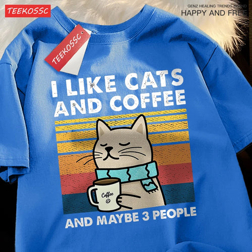 I Like Cats And Coffee Men Women T-Shirt Cotton Tee Clothes Hip Hop