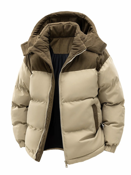 Men's Hooded Cotton Jacket, Thickeneded and Warm in Winter, Windproof