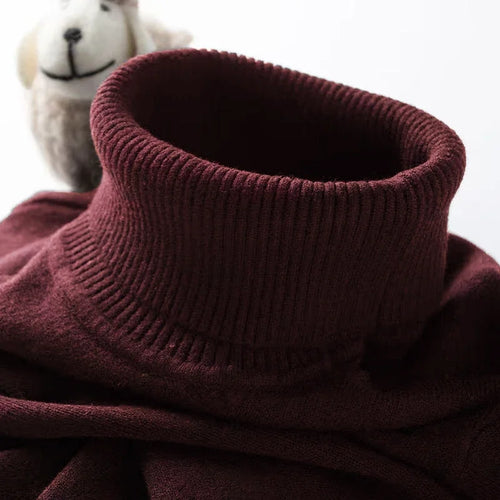 Mens Turtleneck Sweater Slim Fit Knitted Casual Pullover Lightweight