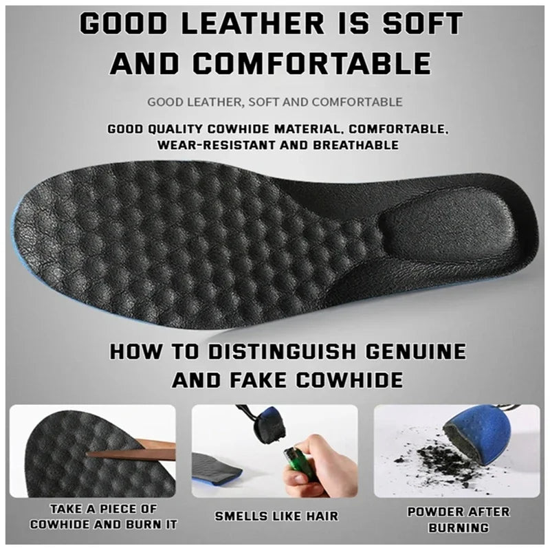 1Pair Leather Shoe Insoles for Feet Arch Support Orthopedic Insole