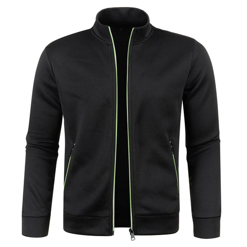 Autumn and Winter Men's New Long Zipper Color Block Sweater Sleeves
