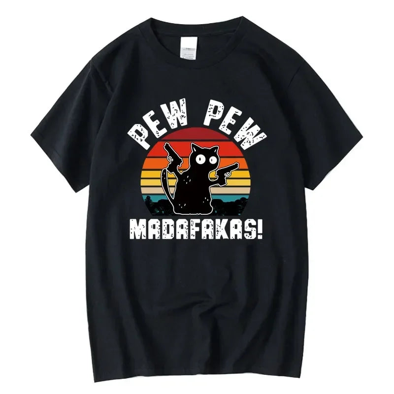 Summer Casual Men's High Quality T-shirt 100% Cotton Cool Funny Cat