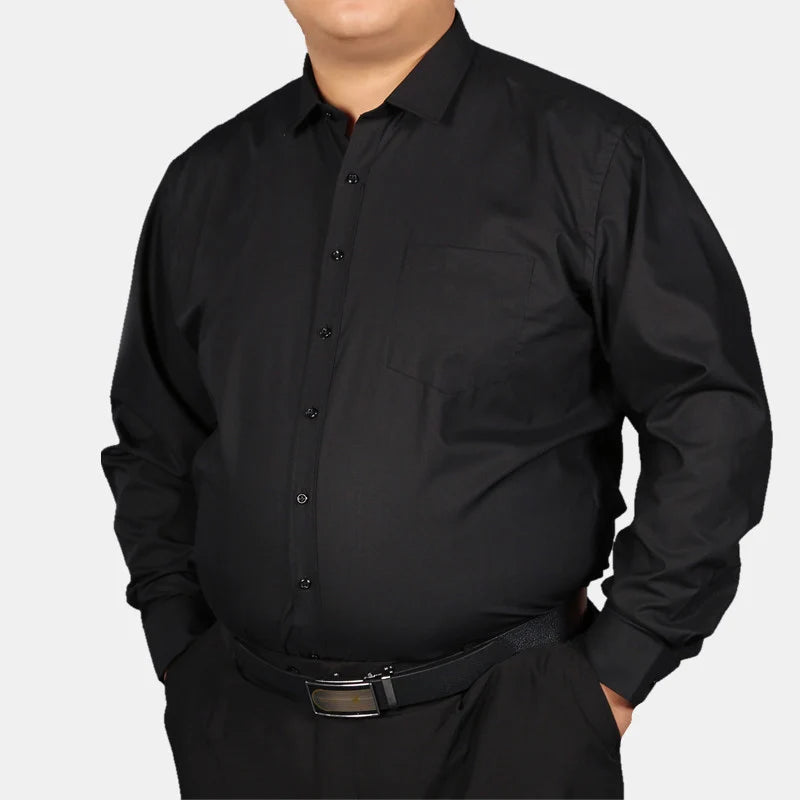 Plus Size 11XL 10XL 9XL New Men's Social Shirt Long Sleeve Slim Fit