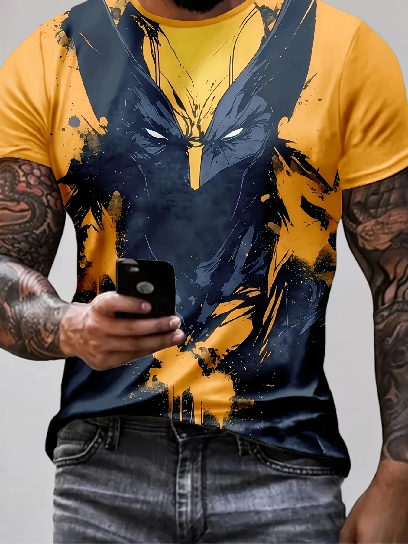 Marvel Wolverine Men's Graphic T-Shirt Summer Superhero Fan Costume