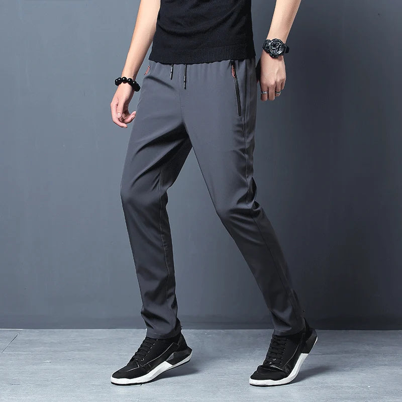 Summer men's ice silk quick drying casual pants slim fit Korean