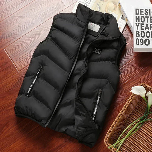 2024 New Puffer Sleeveless Coats Mens Solid Color Down Jacket Winter