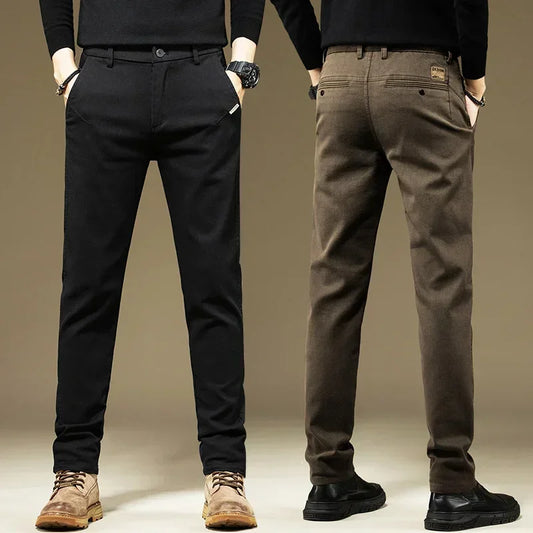 KUBRO Men's Pants Casual Cotton Solid Color Spring Autumn Straight