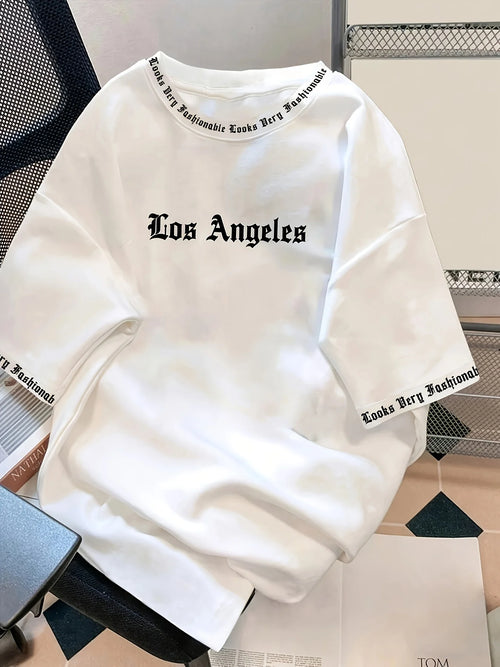 The 2025 summer new men's T-shirt 3D letter print casual loose